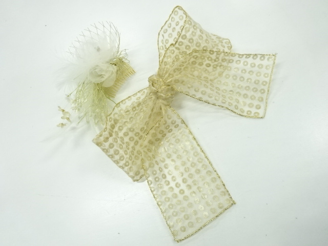 JAPANESE KIMONO / VINTAGE FLOWER HAIR ACCESSORY & RIBBON SET